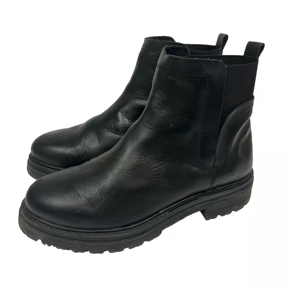Steve Madden Chelsea Boots Womens 41 US 10 Black Leather Moira Lug Sole Y2k